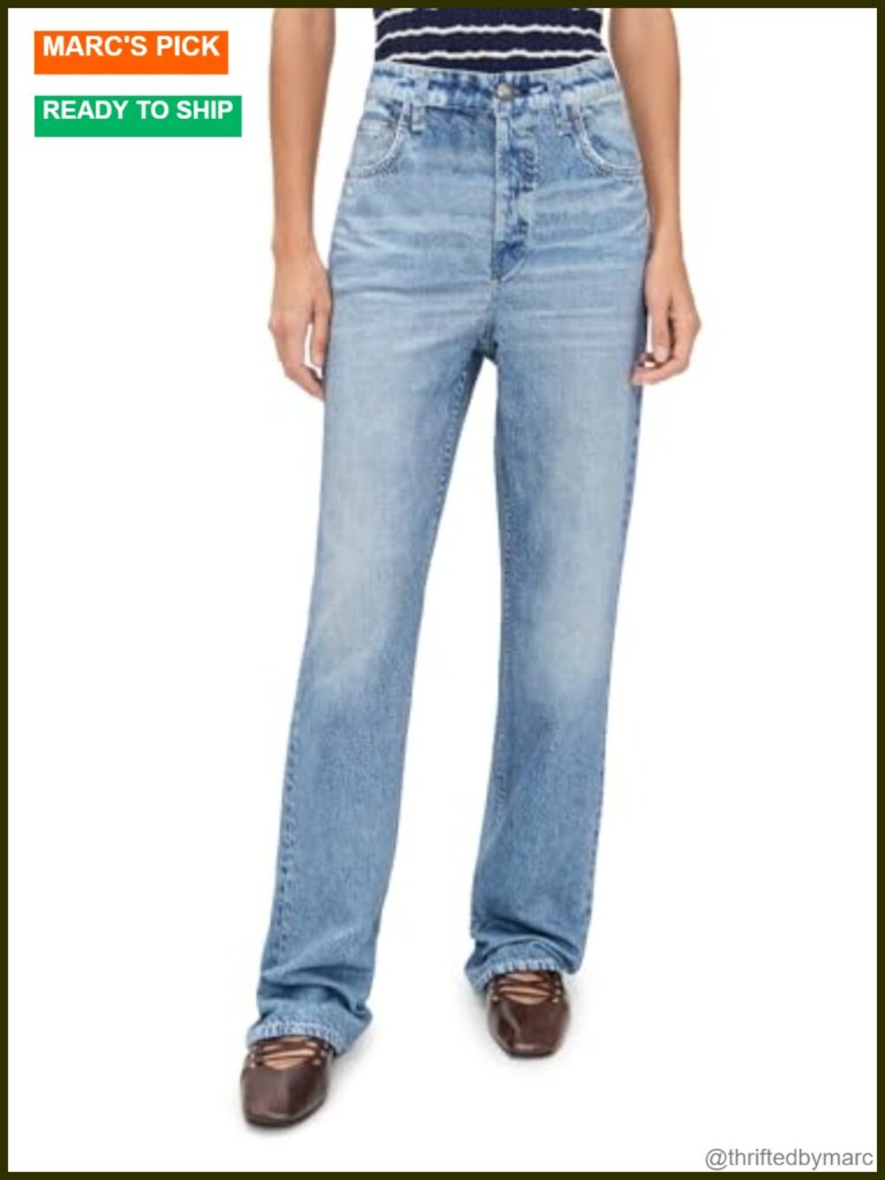 French Terry Straight Pants with Denim Print